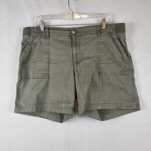 Lee‎ Women Olive Green Cargo Shorts Elastic Waist Pockets Size 18